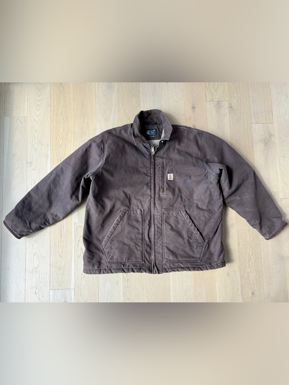 Carhartt Brown Duck Workwear Vintage Jacket with Zip Front (worn just right)